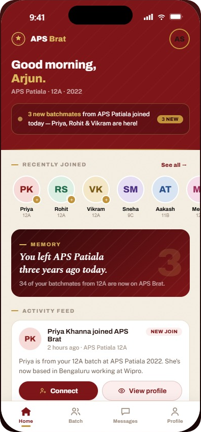 APS Brat home feed screen