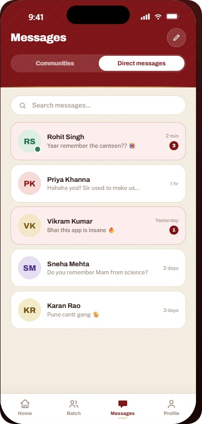 APS Brat direct messages screen