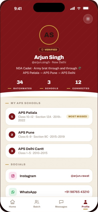 APS Brat profile screen